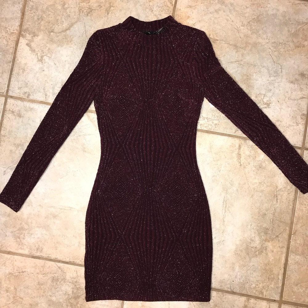 Wine/purple skin tight dress.
